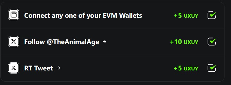 空投活动：“UXUY”上新任务，完成社交及钱包等简单任务就能撸几百枚代币！